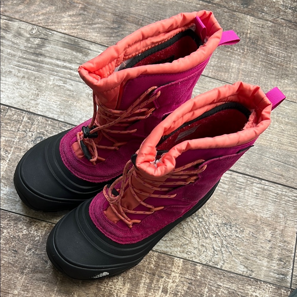 The North Face Pink and Black Rain & Snow Boots with Waterproof Design